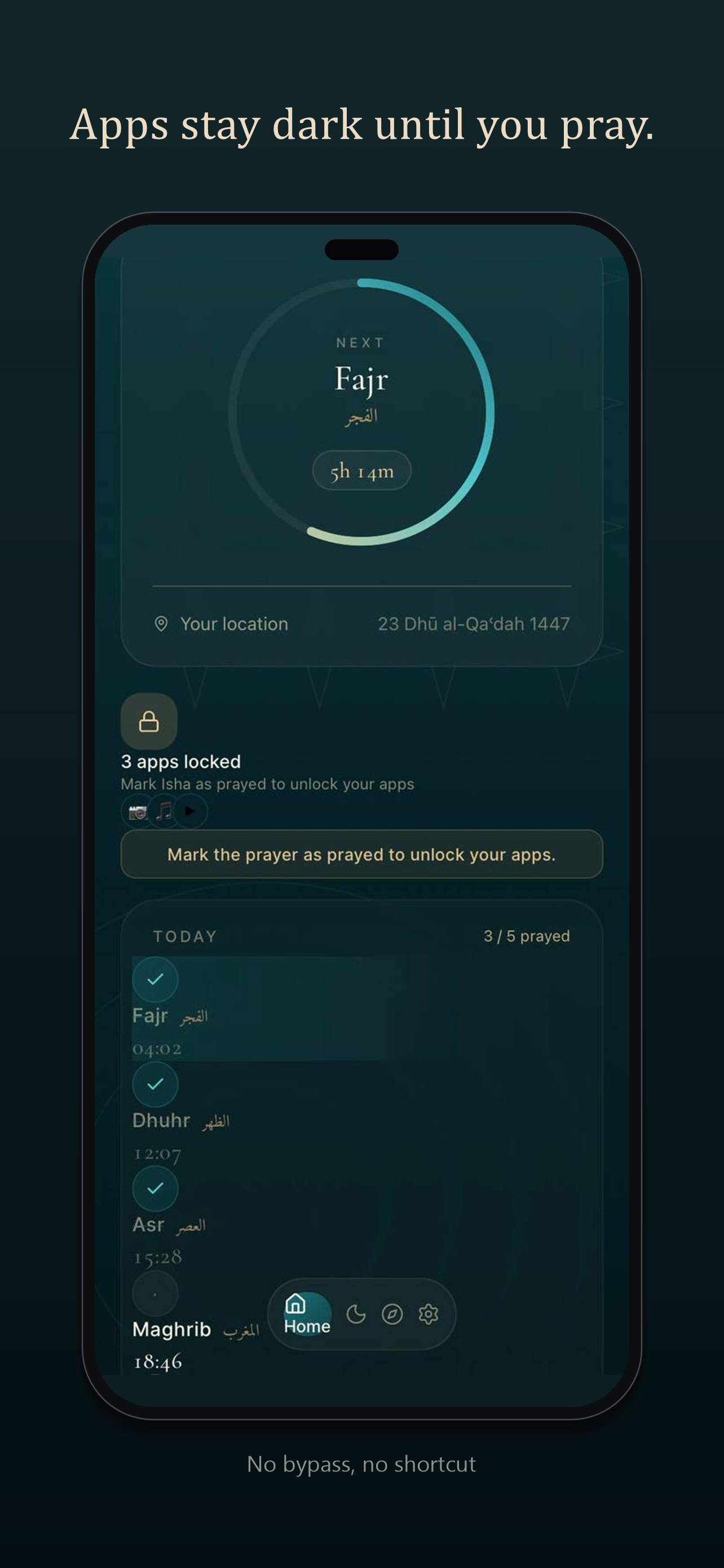 Apps locked until you pray